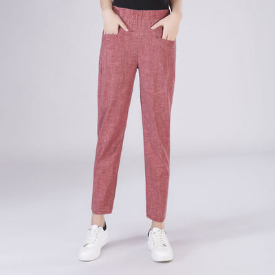 棉麻九分裤女装薄款亚麻女裤宽松紧腰显瘦休闲