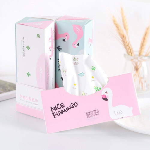 抖音同款火烈鸟车载三角盒彩色抽纸6盒装环保40抽加厚印花纸巾_7折