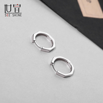 S925 Pure Silver Ear Ring Female Couple Personality Ear Buttons Mens Temperament Net Red Brief About Lukewarm Wind Ear Rings Lettering