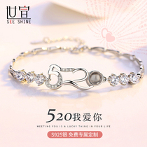 925 projection bracelet female pure silver bracelets with small crowddesign handmade Valentines Day birthday gift to girlfriend bestie