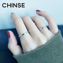 Korean version of S925 sterling silver thin ring open tail ring glossy simple cold wind Net red thin finger ring female index finger ring