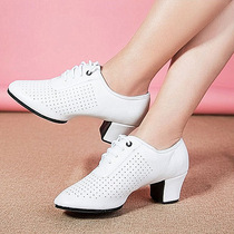 Autumn Winter Latin Dance Shoes Genuine Leather Women White Dance Shoes With Soft Bottom Societypiazza Dancing Shoes Adult Teacher Shoes