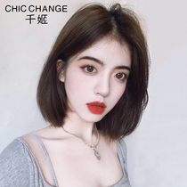 Wig womens short hair all true natural real hair silk full head round face face repair real hair net red temperament fake hair