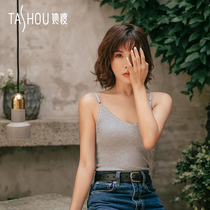 Her skinny official flower language girl heart camisole with sexy tight thin underwear outside wearing a base top