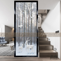 Modern Art Glass Decorative Screens Partition Entrance GENGUAN AISLE BACKGROUND WALL DOUBLE FACE FROSTED LIGHT TRANSMISSION ELK DEER