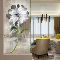 Modern art glass screen 3d decoration Portal sliding door partition wall double-sided frosted transparent tempered glass