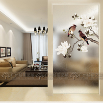 Art glass entrance aisle background wall mobile shoe cabinet screen partition wall carving frosted transparent-magpie