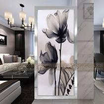 Custom art glass screen partition 3d three-dimensional decoration living room entrance door double-sided frosted transparent ink flower