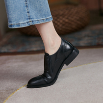 inri extras full leather small crowdsourced retro sculptures Inron small leather shoes One foot pedal Lefoe shoes women flat single shoes