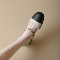 ins are great to wear ~ shop owner self-left genuine leather retro chain square head light mouth Marie treasures shoes woman flat sole shoes