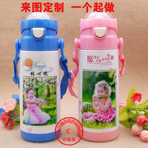 Private custom diy Childrens thermos cup with straw printing photo lettering Creative birthday gift Mens and womens water cup