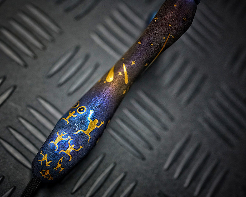 酷友cooyoo酷友天祈弹弓行三手工雕刻钛合金黄金edc限量收藏罕品