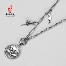 Luxury encounter S925 sterling silver necklace East gate Korean wind Queen coin sweater chain dance retro light luxury Queen round card