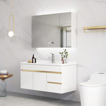 Washbasin Bathroom cabinet combination Solid wood bathroom sink Hanging washbasin European-style sink Smart mirror