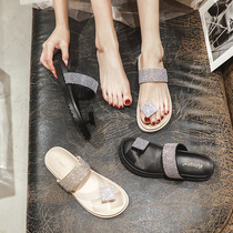 Net red slippers in summer fashion wearing in tide and foot dragged out thick soles summer water drilling drag