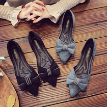 Hollow single shoes female spring and autumn flat shallow mouth Joker 2021 new autumn shoes pointed flat heel soft bottom ladling shoes