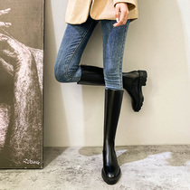 Straight knight boots female boots but knee 2022 new autumn and winter plus long tube small leather boots
