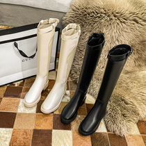 Tall Knight boots womens long boots Joker 2021 new winter plus Velvet Beige no knee boots winter