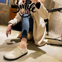 White small leather shoes female British style retro big-headed doll shoes Joker soft leather jk Japanese loafers flat single shoes