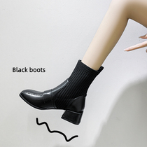Coarse heel boots female autumn Martin boots 2021 new spring and autumn single boots slim socks boots high heel thin boots winter