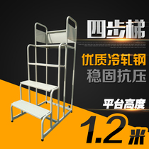 Wangyang four-step ladder pulley movable climbing ladder 1 meter 2 supermarket climbing car warehouse mobile platform truck pick-up ladder