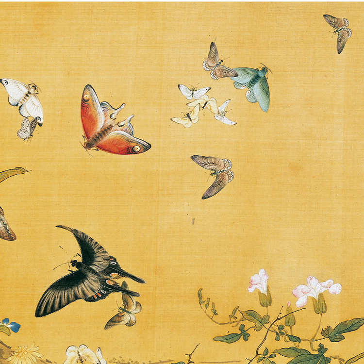 清余省百蝶图卷挂轴卷轴花鸟画国画名画真迹复制品手卷书画长卷