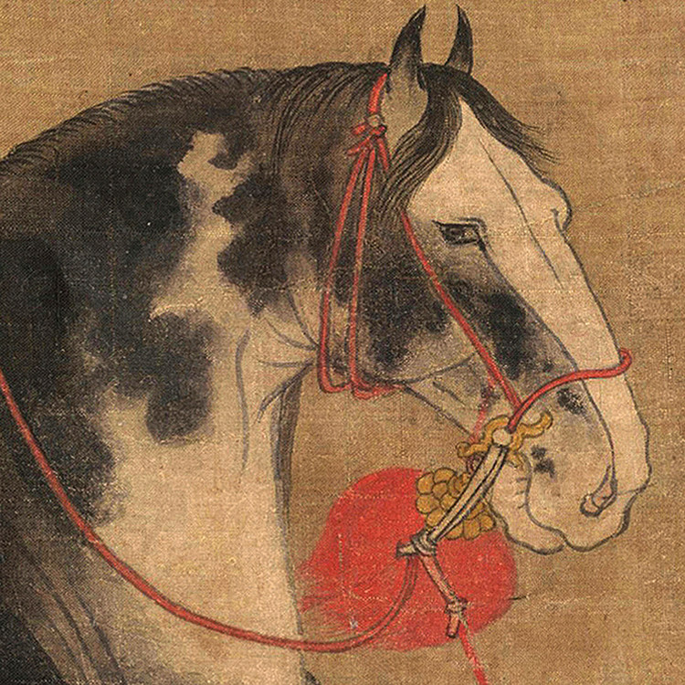 仿古画唐韩干圉人呈马图字画卷轴古代名画复制品已装裱国画挂轴