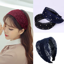 (Value 2 pieces)Cover white hair wide edge hair band Korean headdress lace lady adult wild hair hair band