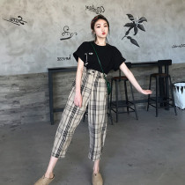 2022 New small subgentle Wind Ocean Gas Less Fragrant wind name Yuanyuan Career Two suits Pants Summer