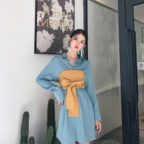 2021 new female autumn Japanese gentle wind light luxury waist cover belly thin celebrity temperament jumpsuit skirt