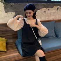 2022 new fall egg dress French style first love small balsamic wind is very fairy retro palace two suits women early fall