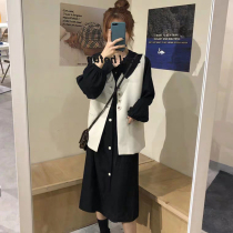 2021 new high-end light luxury celebrity temperament waist thin cover meat French dress Super fairy