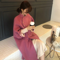 2020 new autumn and winter long thick temperament Hepburn hair woolen coat fashion cloak coat women