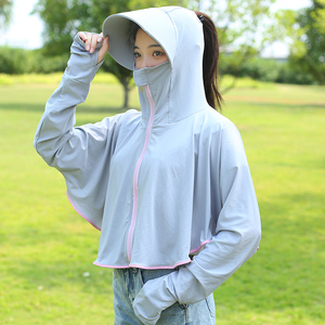 防晒衣女2019新款夏防紫外线冰丝防晒衫短款网红防晒服仙女薄外套