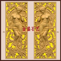 Sandstone relief character sculpture glass cutout empty sleeping beauty background wall painting hotel housekeeping materials