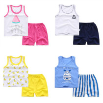 Baby vest suit summer thin bottoming shirt men and women baby sleeveless top cotton shorts open pants summer clothes