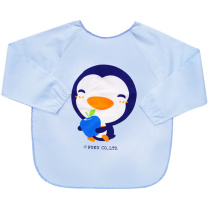 Blue Penguin Long Sleeve Bib Waterproof Large Number Bib Meal for children Anti-wearing clothes