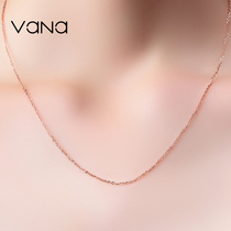 vana 18k Rose White Gold Clavicle Necklace Women Flash O Single Chainless Pendant AU750 Plain Chain Accessories All-match