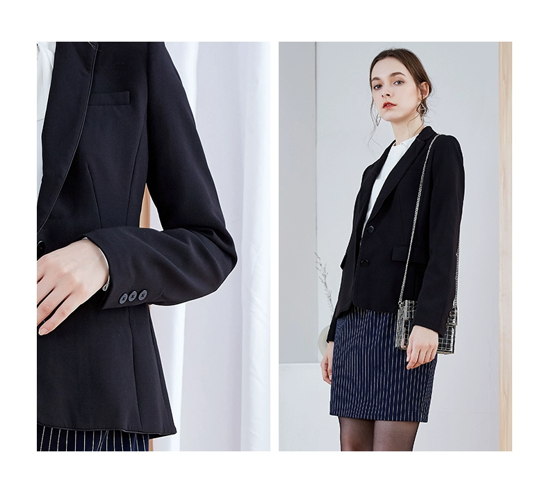 G2000 trung tâm mua sắm với cùng một đoạn phù hợp với phụ nữ màu đen mỏng đi lại OL phù hợp với chuyên nghiệp kinh doanh chính thức phù hợp với áo khoác - Business Suit