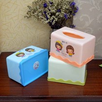 Cartoon plastic square tissue box fashion living room bathroom car tissue drawing office paper box quantity