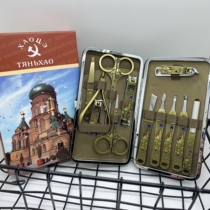 Russian hand and foot nail clippers big ancient copper 12-piece set tongs gift box popular hot selling stainless steel castle