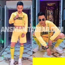 Nightclub bar male singer DJ DS GOGO yellow hip hop sweater party theme performance costume set