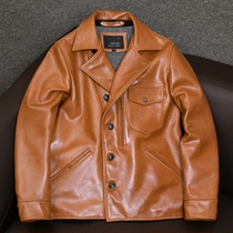 Clearance special top layer crystal cowhide leather leather leather leather men slim California bear the same leather jacket jacket