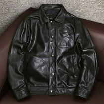 2020 new autumn leather leather mens sheep leather tanning fashion lapel casual leather jacket jacket jacket single-breasted