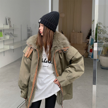 2021 New Parker uniform female explosive medium long fox fur detachable Rex rabbit liner young fur coat