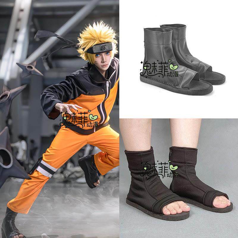 鸣人cos鞋子火影忍者cos服专用万用款漫展演出儿童成人中筒鞋日式
