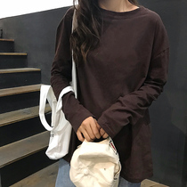 ins super fire long-sleeved t-shirt womens lazy trend Korean version of Harajuku bf style loose chic Hong Kong flavor bottoming shirt top clothes