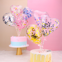 Net red creative ins balloon birthday cake decoration ornament Heart-shaped round love gold small balloon plug-in