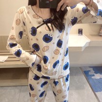 Spring and Autumn Thin Sleeve Cotton Pajamas Lady Han Edition Summer Sweet and Lovely Student Home Clothes Two Pieces