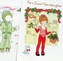 Christmas special little girl 2 retro paper doll change paper doll change